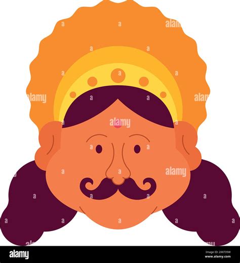 King Mahabali Face Cartoon Character Isolated Stock Vector Image Art