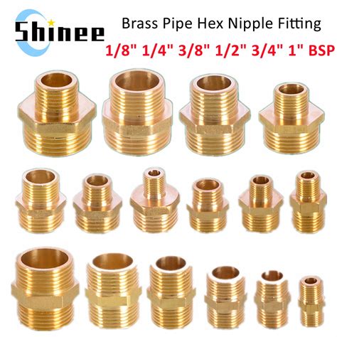 Brass Pipe Hex Nipple Fitting 18 14 38 12 34 1 Bsp Male Thread Quick Adapter Coupler