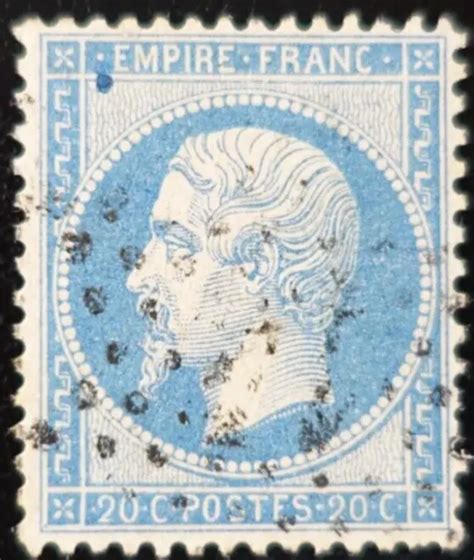 FRANCE TIMBRE NAPOLÉON N22 BLEU oblitéré ÉTOILE de PARIS N14 EUR 3 00