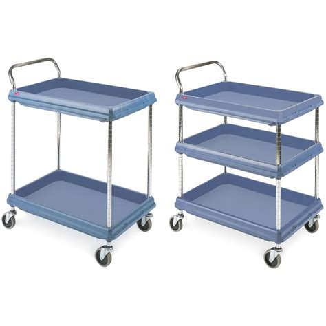 Hygienic Polymer Tray Trolleys With Deep Lipped Shelf Trays From Our