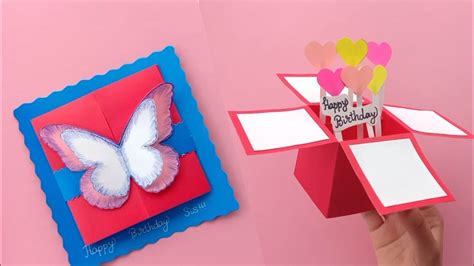 3d Pop Up Card Birthday Card Diy Explosion Box For Sister Birthday