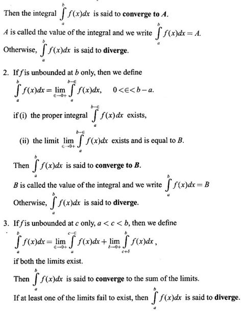 Improper Integrals Theorem Worked Examples Exercise With Answers