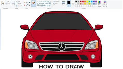 How To Draw Mercedes Benz Car On Computer Using Ms Paint Car Drawing