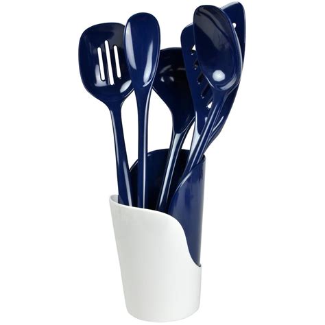 Hutzler Melamine Cobalt Blue Utensils And Crock Set Of 6 3106 5cb