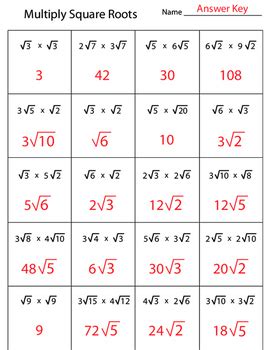 Multiplying Square Roots Worksheet by Kevin Wilda | TPT