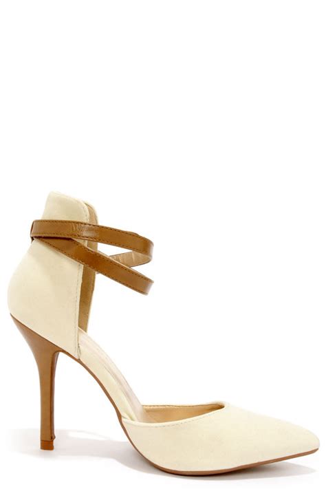 Cute Pointed Heels Nude High Heels Ankle Strap Heels
