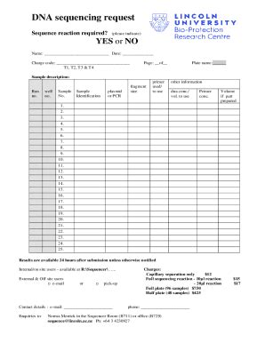 Fillable Online Dna Sequencing Request Fax Email Print Pdffiller