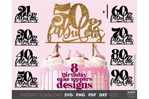 Happy Birthday Cake Topper Svg Png Bundle Laser Cut Topper