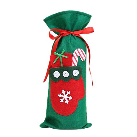 Red Wine Bottle Cover Bags Decoration Home Party Santa Claus Christmas Uygun Fiyatlı Satın Alın