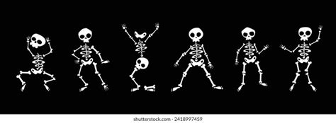 Dancing Funny Skeletons Different Skeleton Poses Stock Vector Royalty