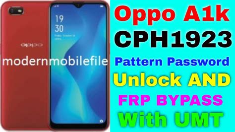 Oppo A K Cph Pattern Password Unlock And Frp Bypass With Umt Youtube