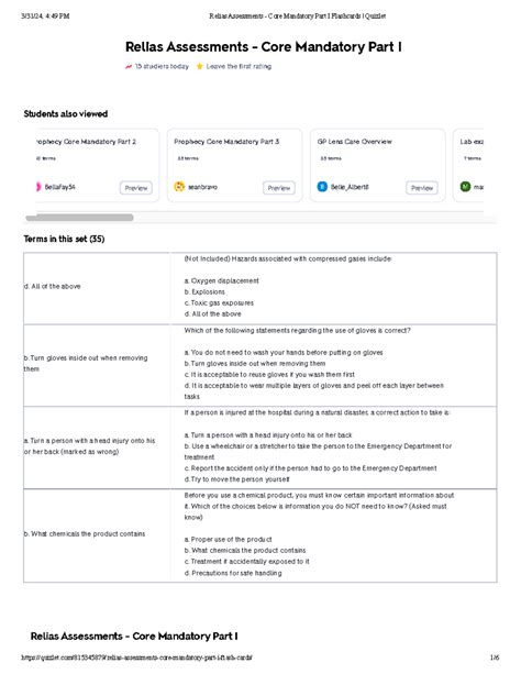 Relias Assessments - Core Mandatory Part I Study Guide - Studocu