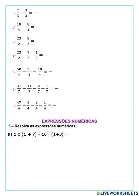 Expressões Numericas Com Frações Exercícios Resolvidos