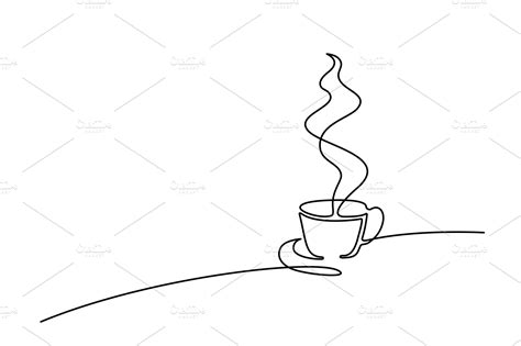 Line Drawing Of Cup Of Coffee ~ Illustrations ~ Creative Market