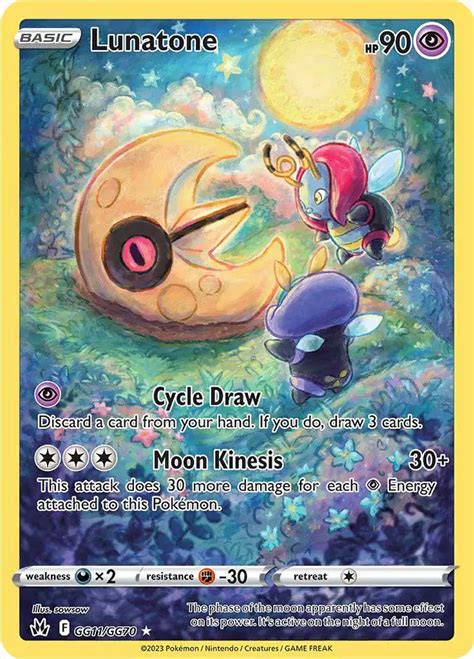 Pokemon Trading Card Game Crown Zenith Single Card Rare Holo Lunatone Gg11 Galarian Gallery Toywiz