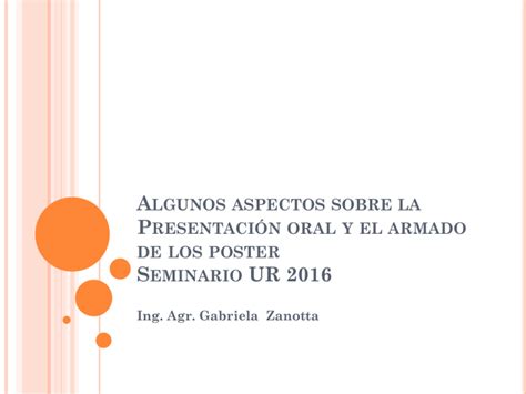 Poster Algunos Aspectos De La Presentaci N Y Armado