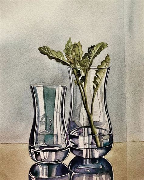 Still Life Watercolor Painting Glass Serpil Umit Watercolor