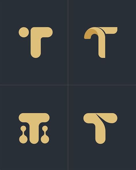 T Buchstaben Logo Monogramm Set4 Initial Icon Trademark Elegant Luxury