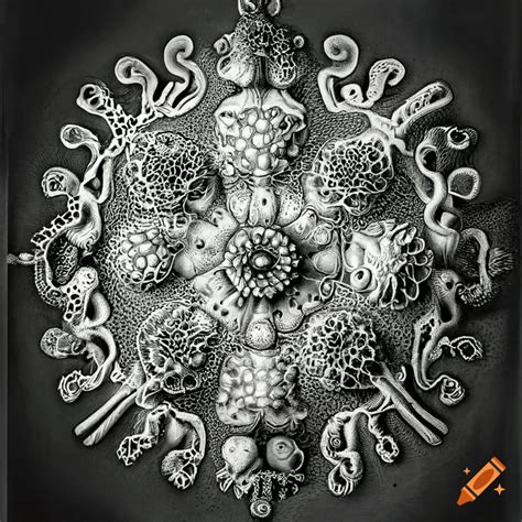 A Detailed Scientific Illustration By Ernst Haeckel In Black And White