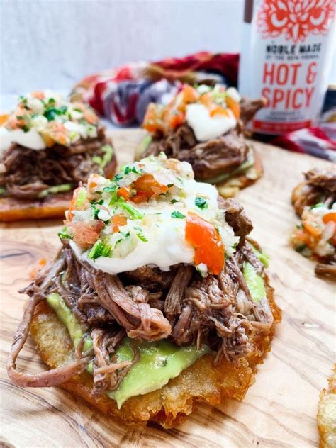 Spicy Shredded Beef Tostadas Whole30 Paleo A Dash Of Dolly Recipe Shredded Beef