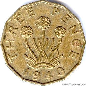 Uk Threepence Value George Vi Brass