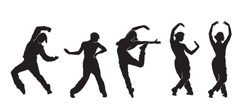 Set Of Street Dancer Silhouette In Urban Style On White Background