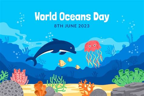 Free Vector Background For World Oceans Day Celebration