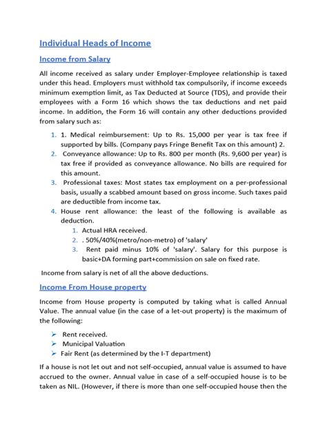 Individual Heads of Income | PDF | Capital Gains Tax | Tax Deduction 