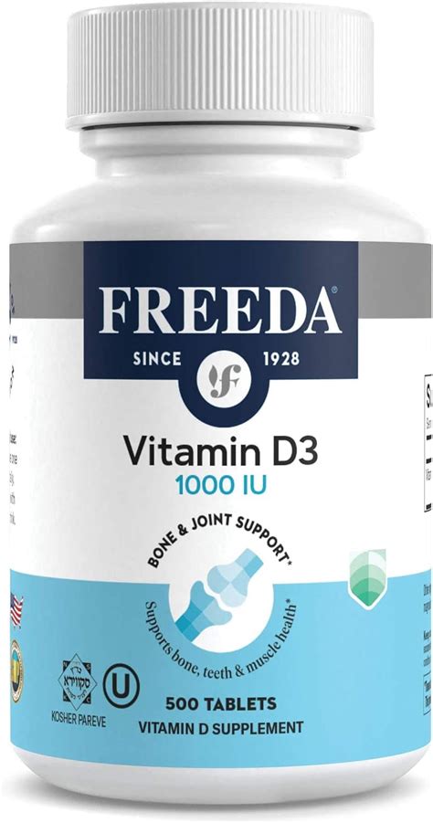 Freeda Vitamin D3 1000iu Supplement For Calcium Absorption Bone Health And Immune Support 500