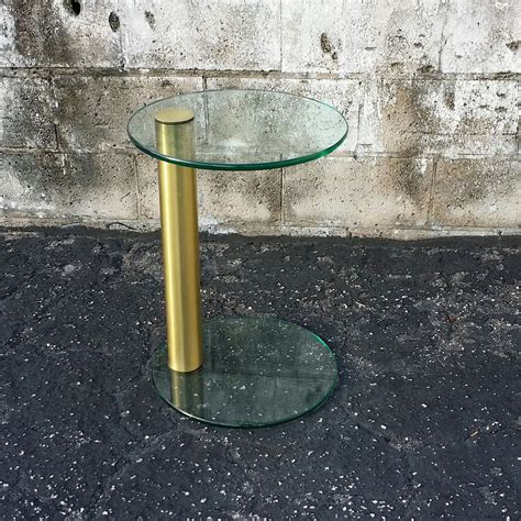 Brass And Glass Table With Cylindrical Leg By Pace Collection Etsy Brass Furniture Legs