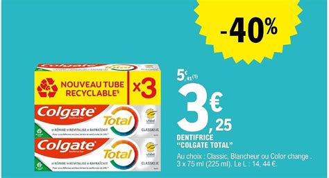 Promo Dentifrice Colgate Total Chez E Leclerc Icatalogue Fr