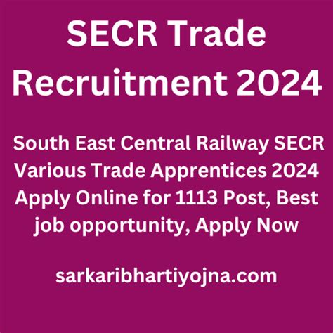 Secr Trade Recruitment South East Central Railway Secr Various