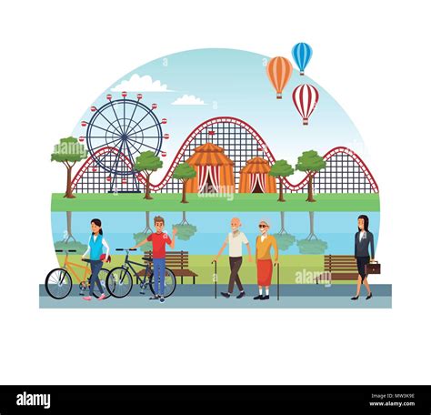 People In The Park Scenery Stock Vector Image And Art Alamy