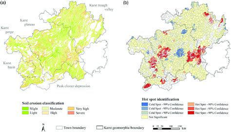 Spatial Distribution A And Spatial Clustering B Of Soil Erosion