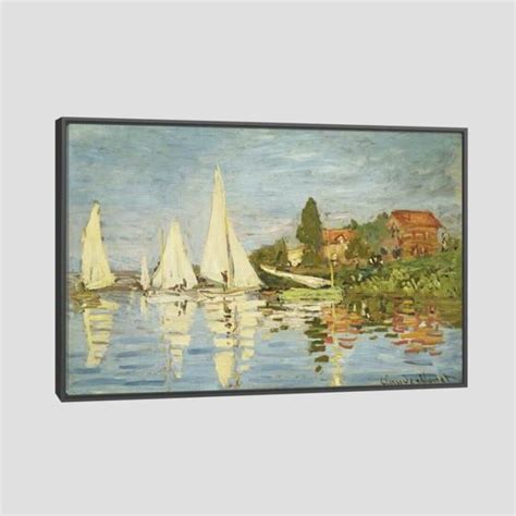 Quadro Claude Monet Nascer Do Sol Tela Moldura Preta 45X30Cm Decora