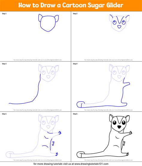 How To Draw A Cartoon Sugar Glider Printable Step By Step Drawing Sheet