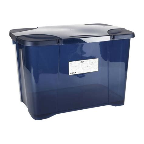 EDA PLASTIQUE Boîte de rangement Clip Box 60 L Bleu couvercle avec