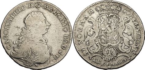 Baden 1 2 Konventionstaler 1767 Karl Friedrich 1738 1811 S Ss MA Shops