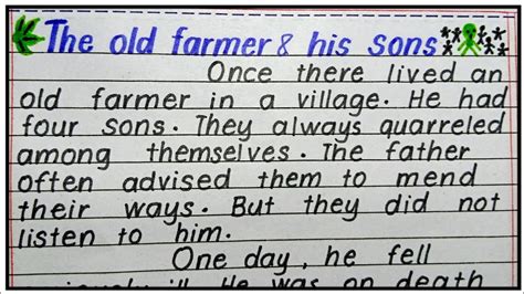 The Old Farmer And His Sons Story In English Unity Is Strength Story