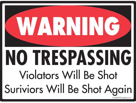 Warning No Trespassing Violators Will Be Shot Aluminum Sign 12 X 9 Ebay