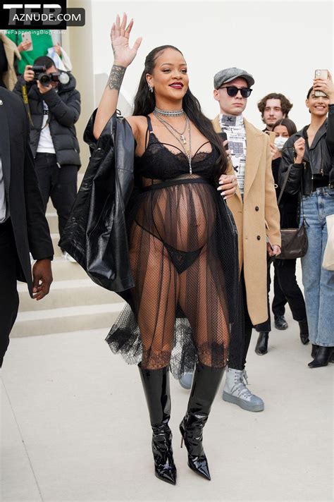 Rihanna Sexy Seen Flaunting Her Hot Tits At The Dior Fashion Show In Paris Aznude