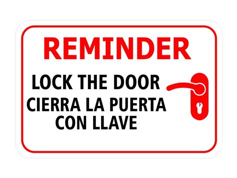 Classic Framed Plus Friendly Reminder Lock The Door Cierra La Puerta Con Llave Door Or Wall