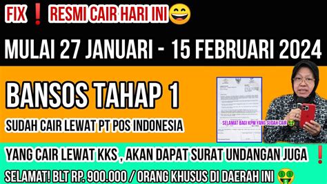 Resmi Cair Hari Ini BANSOS TAHAP 1 CAIR LEWAT PT POS BAGI KPM PKH BPNT