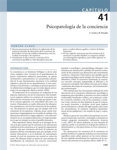 Cap Psicopatologia De La Conciencia Elsevier Espa A S