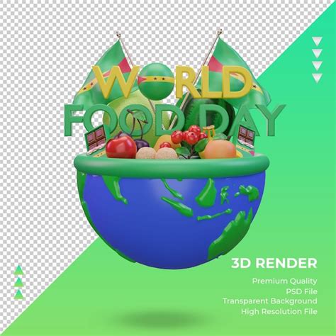 Premium PSD | 3d world food day sao tome and principe rendering front view