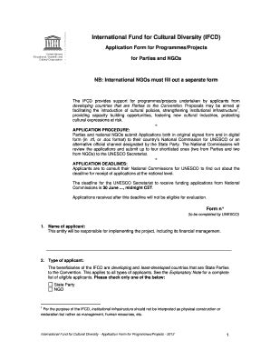 Fillable Online UNESCO IFCD Application Form Doc Fax Email Print