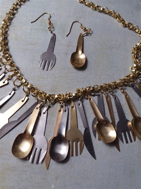 Fork Spoon Knife Charm Necklace And Earrings Amazing Etsy Knife