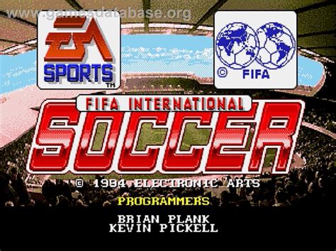 FIFA International Soccer Sega Genesis Artwork Title Screen