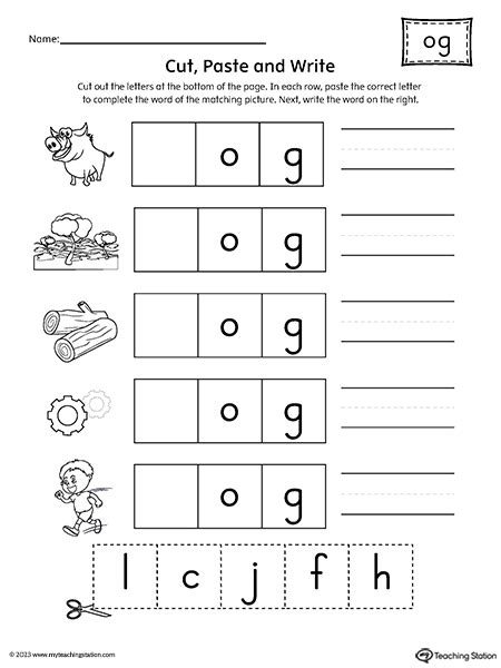 og word family worksheet  og word family amped  learning