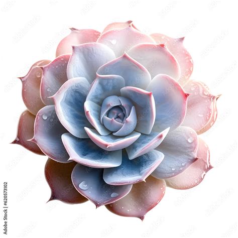 Beautiful Succulent Rock Rose Echeveria Drawing Isolated On White Or